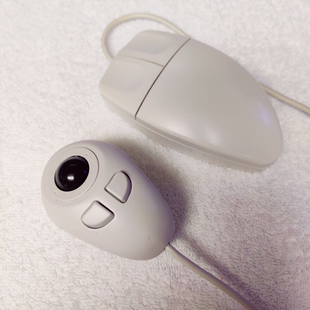Vintage 90's Serial Port/Ps2 Port 2 Lot Mice- Hand Track Mouse and Reg. Mouse